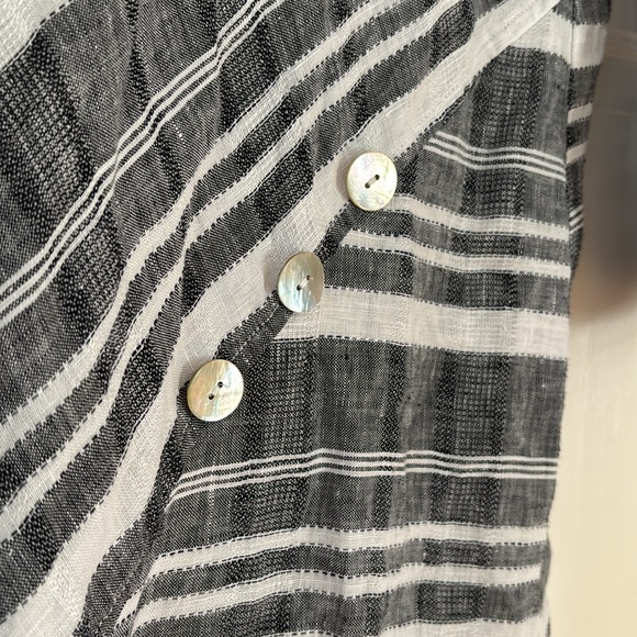 Habitat Clothes to Live In 100% Linen Black White Striped Handkerchief Hem Tunic - Picture 8 of 13